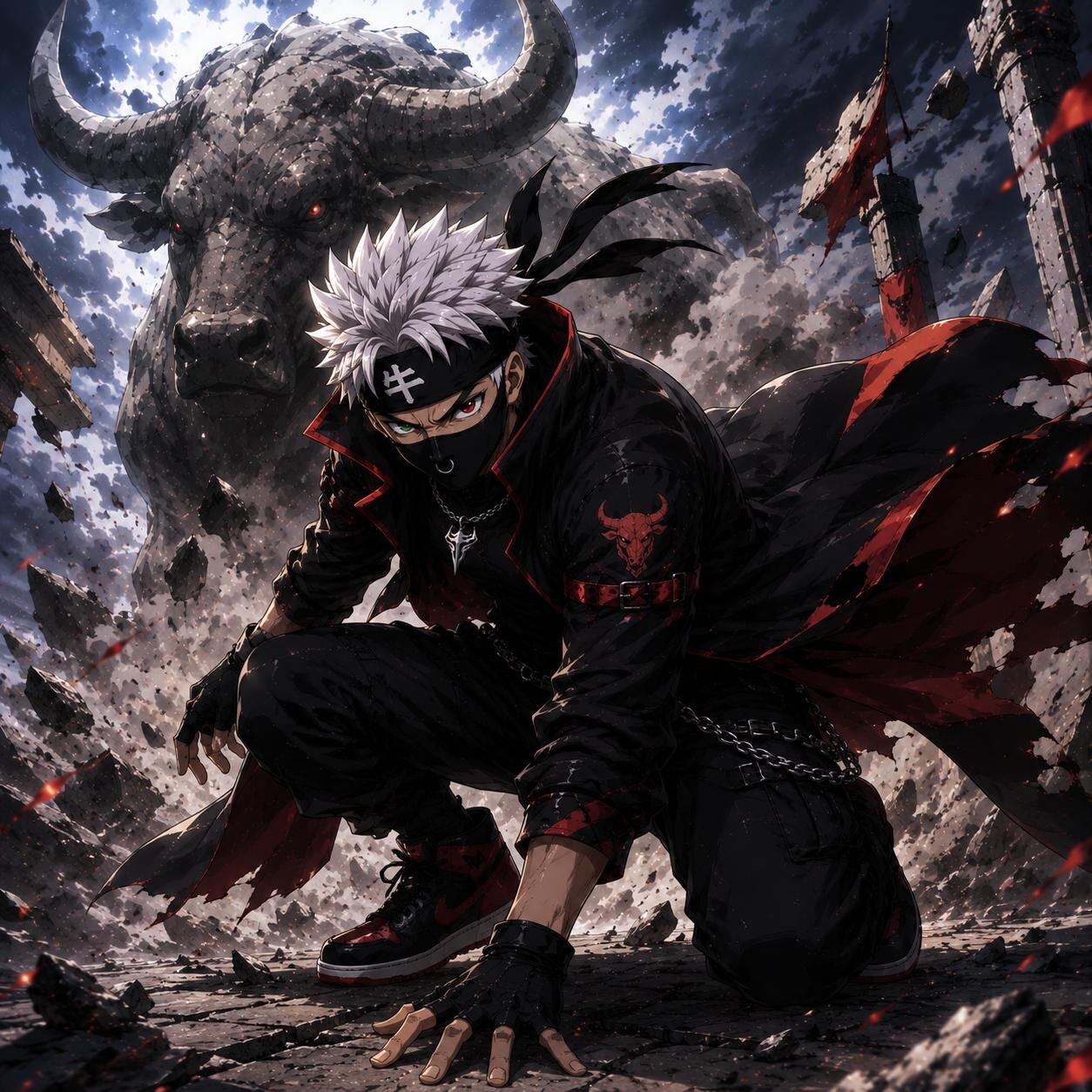 The Bull kneeling amid the ruins of the bear market